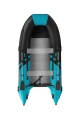 Ponton Gladiator B330 AL – rzut z góry: kokpit z dwiema ławeczkami, płyty podłogi aluminiowej.