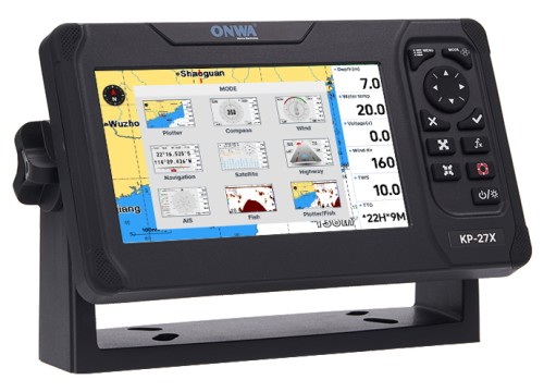 Onwa KP-27X – lewy skos, chartplotter 7″ z AIS B+ i echosondą 600 W (50/200 kHz)