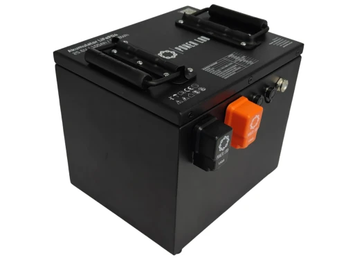 akumulator LiFePO4 Power LAB 25,6V 105Ah czarna metalowa obudowa uchwyty transportowe widok z góry na bok