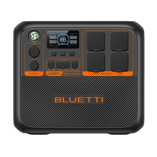 BLUETTI AC200P L 2304Wh 2400W LiFePO4 – widok z przodu stacji zasilania