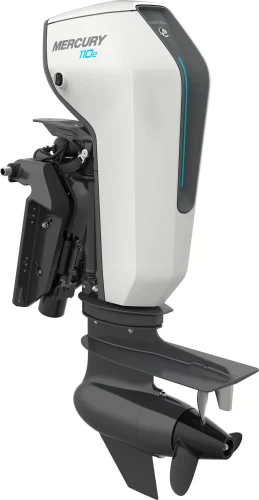 Mercury Avator 110e 11 kW 48V – silnik elektryczny zaburtowy, ujęcie 3/4 z tyłu, detale mocowania pawęży