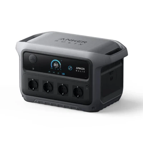 Anker SOLIX C2000 Gen 2 2048Wh 2400W – stacja zasilania, widok 3/4 z przodu z ekranem i 4 gniazdami 230V