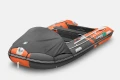 ponton Gladiator Active C370 AL pomarańczowo-szary z markizą ujęcie z przodu po skosie