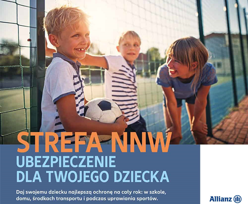 dzieci na boisku cieszą się - reklama ubezpieczania NNW