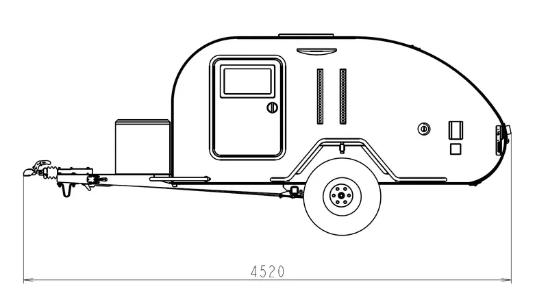 Bushcamp Cargo – wymiary 4520 mm (rzut boczny)